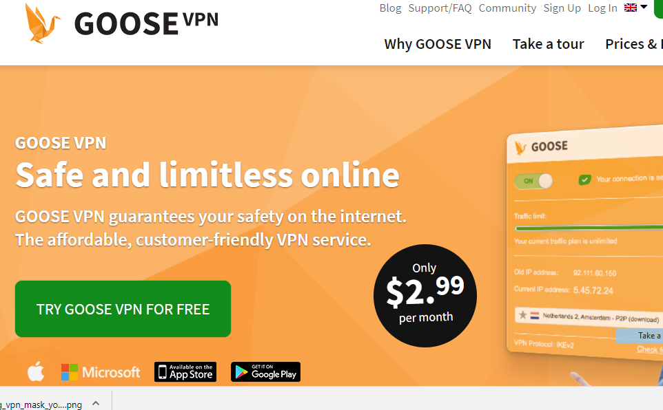 GOOSE VPN is best free vpn for torrenting