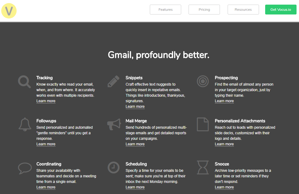 Vocus.io is a Chrome extension that brings brilliant productivity to Gmail